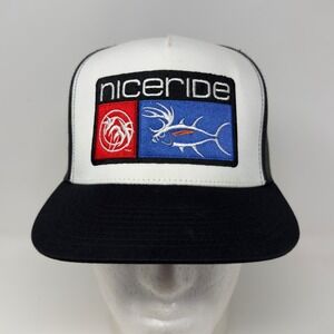 Niceride Bones Trucker Hat White Black Mesh Snapback Fish Antler Patch Yupoong